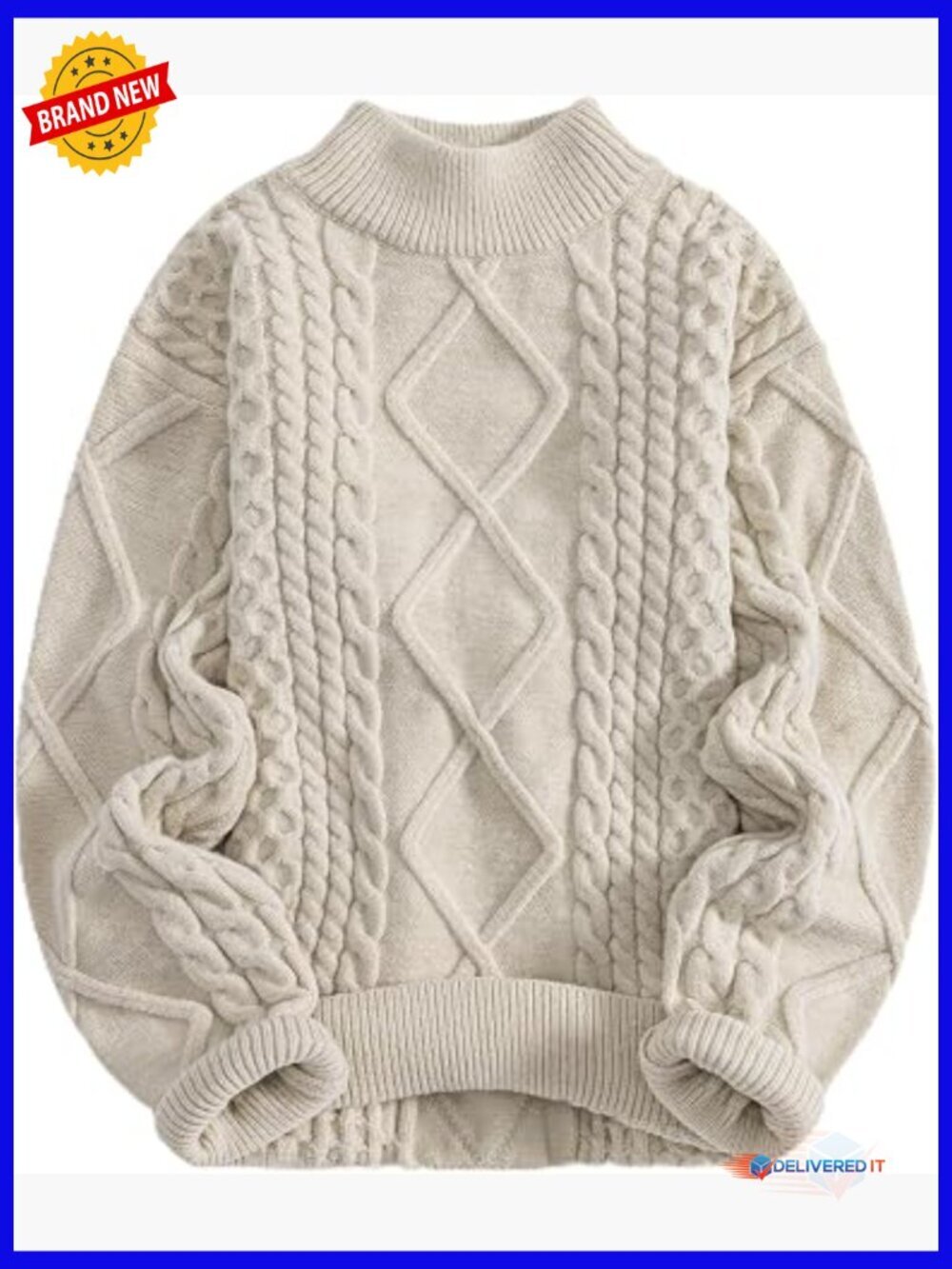 Oversized Turtleneck Sweater Arctic Velvet Knit Pullover